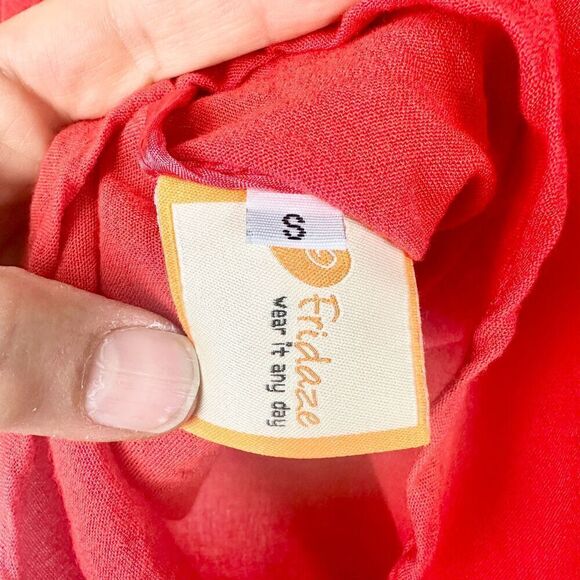 Fridaze Linen Pintuck Pleat Front Button Up Tunic Size Small Red Lagenlook - Picture 5 of 6